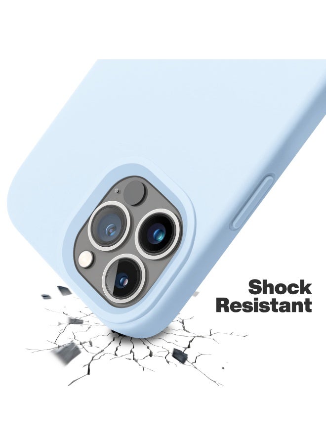 متوافق مع غطاء هاتف iPhone 12 Pro Max مقاس 6.7 بوصة، غطاء نحيف من السيليكون السائل، 4 طبقات من المطاط الهلامي الناعم، غطاء حماية للهاتف مقاوم للصدمات مع بطانة من الألياف الدقيقة المضادة للخدش (أزرق فاتح) - Image 2